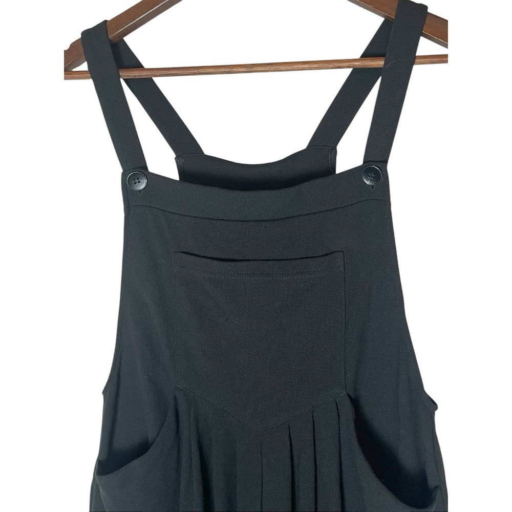 Halara Black Wide Leg Pleated Overalls Jumpsuit Medium Petite - Picture 5 of 9